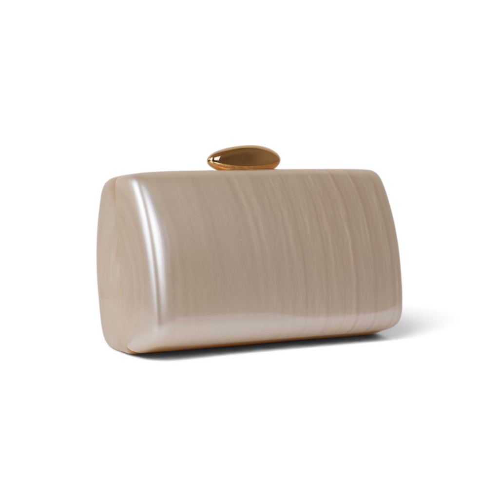 Bolsa Festa Clutch Acrílico Bege Perolado