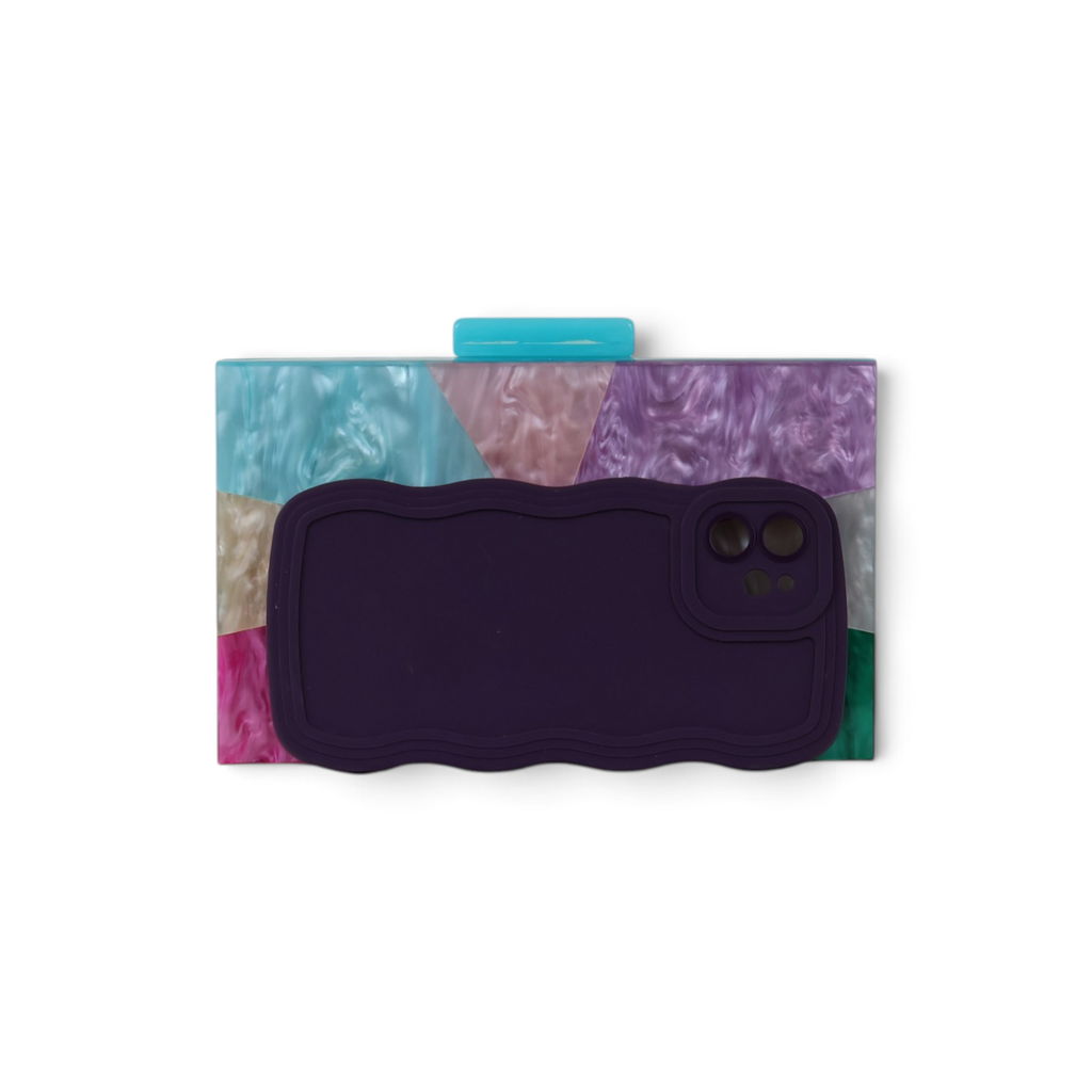 Bolsa de Festa Clutch Acrílico Colorida Azul