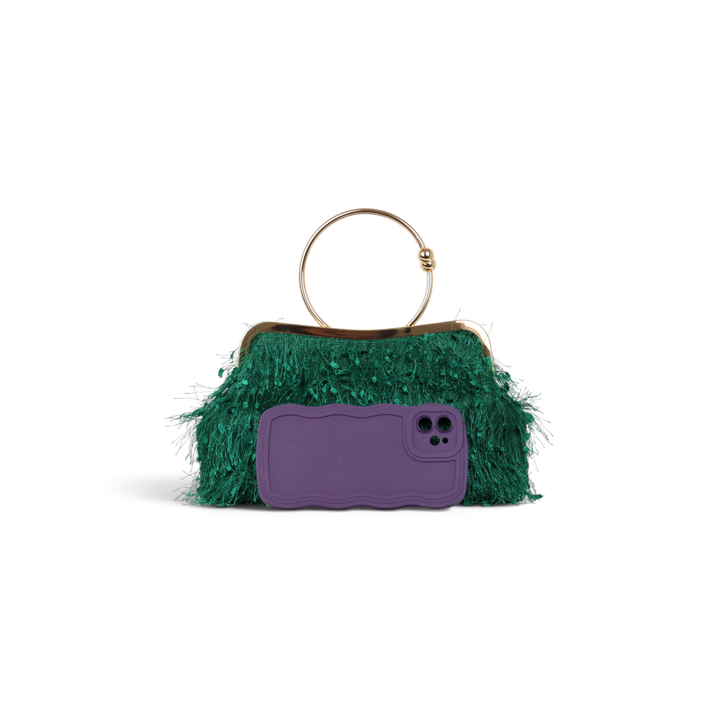 Bolsa Top Handle Franja Verde