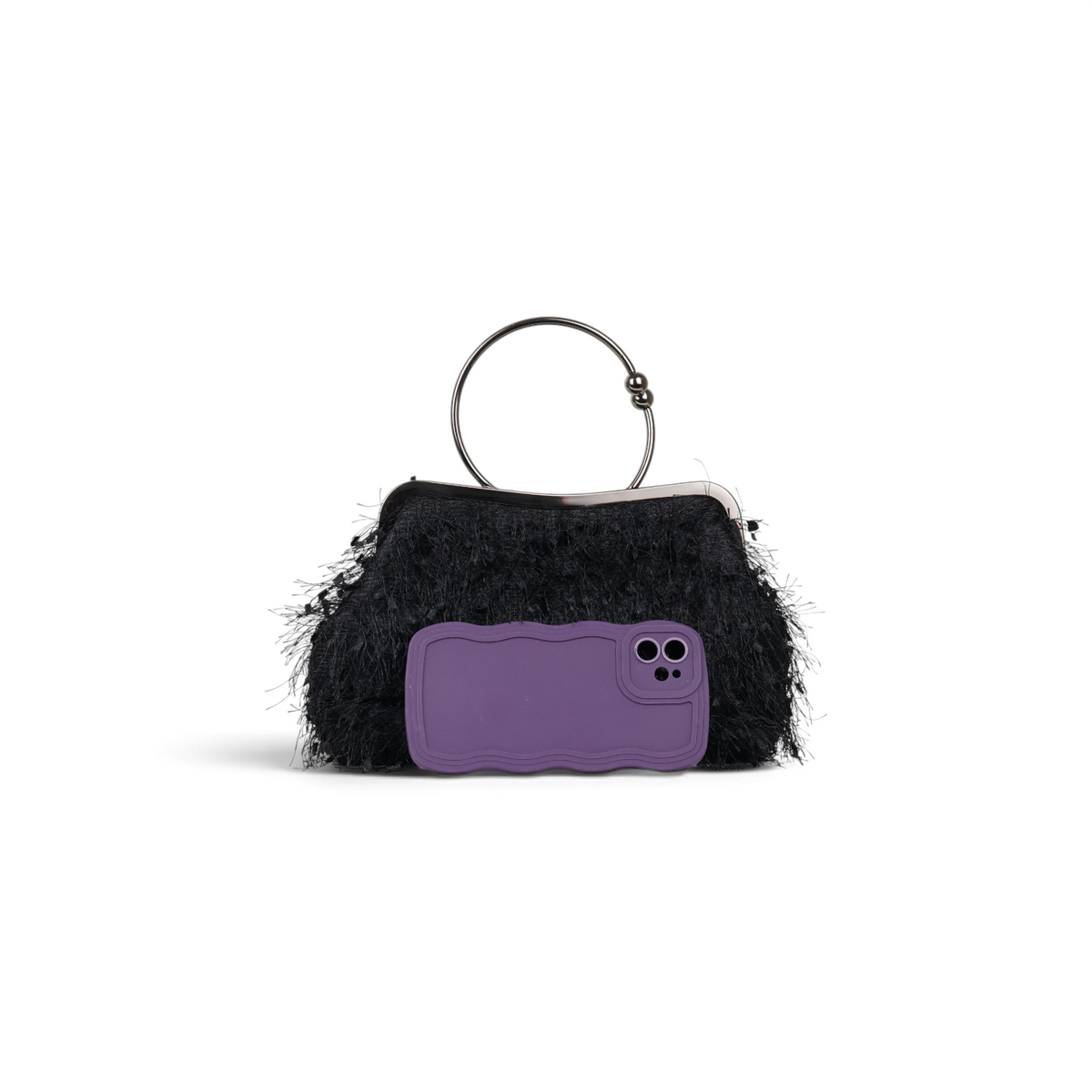 Bolsa Top Handle Franja Preta