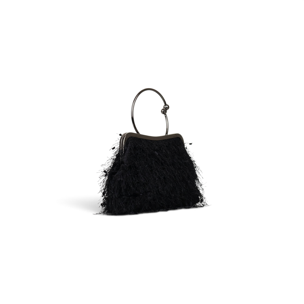 Bolsa Top Handle Franja Preta
