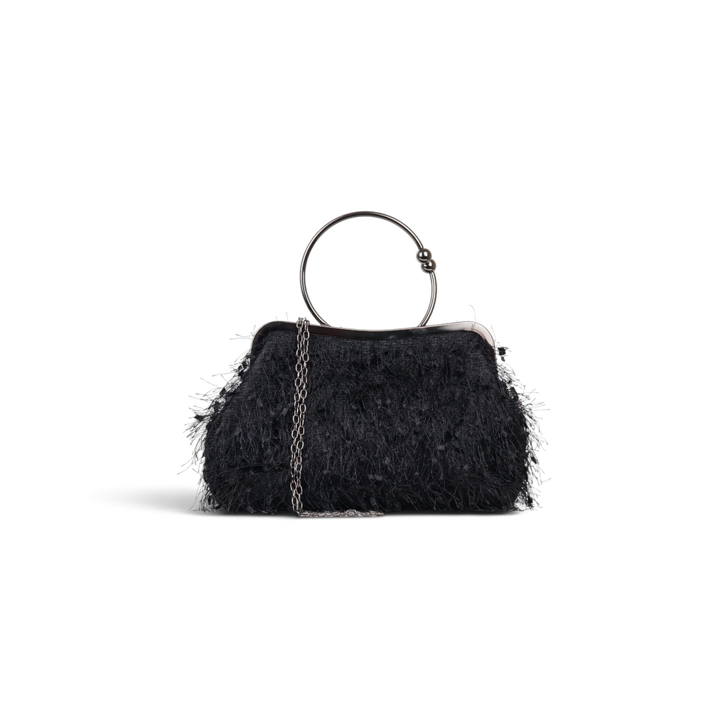 Bolsa Top Handle Franja Preta