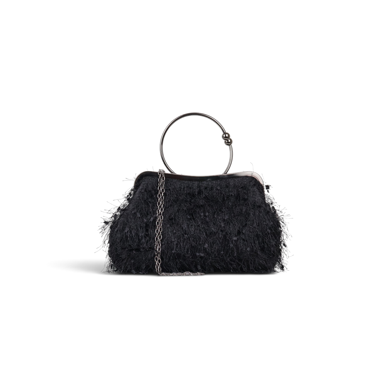 Bolsa Top Handle Franja Preta