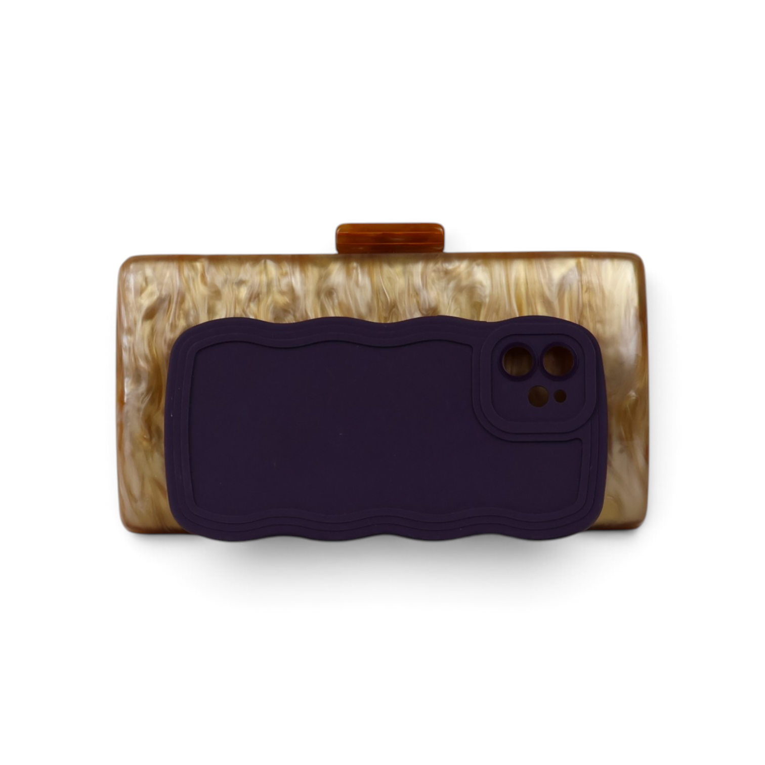 Bolsa Festa Clutch Acrílico Marrom Caramelo