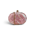 Bolsa Clutch Festa Oval Bordada Flores Rosa
