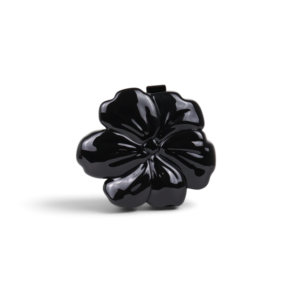 Bolsa Clutch Festa Acrílico Flor Preta