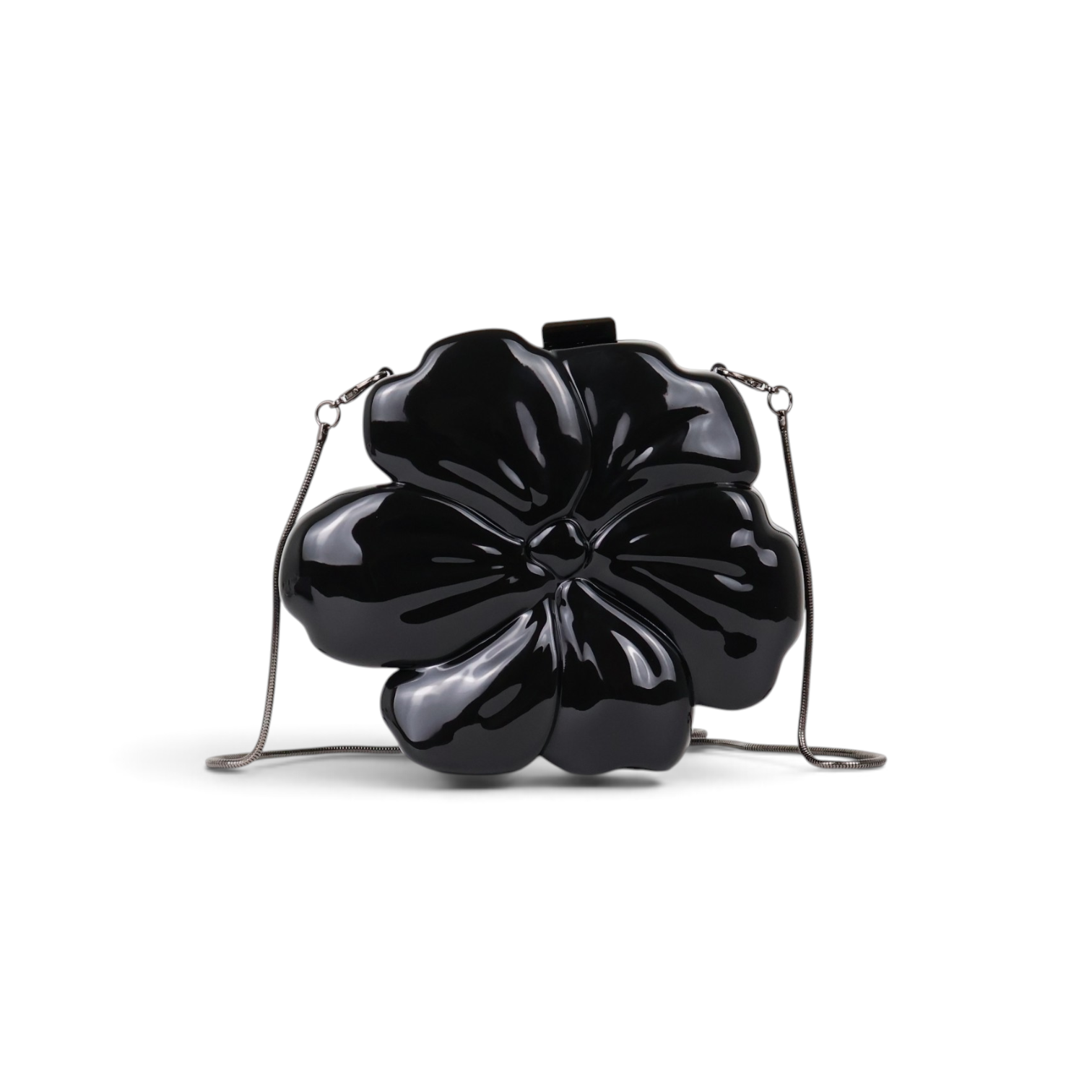 Bolsa Clutch Festa Acrílico Flor Preta