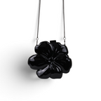 Bolsa Clutch Festa Acrílico Flor Preta