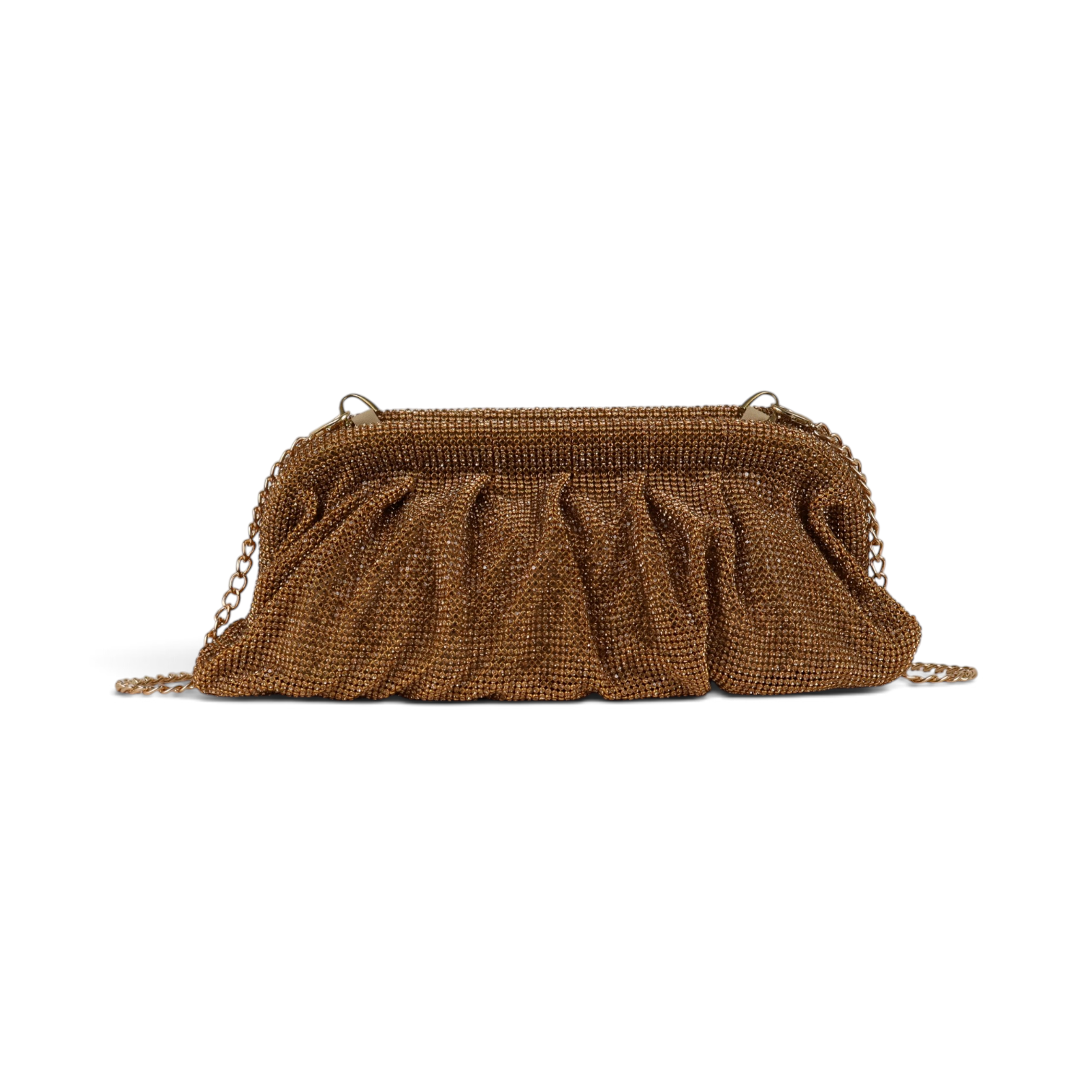 Bolsa Pouch Strass Dourada Escuro