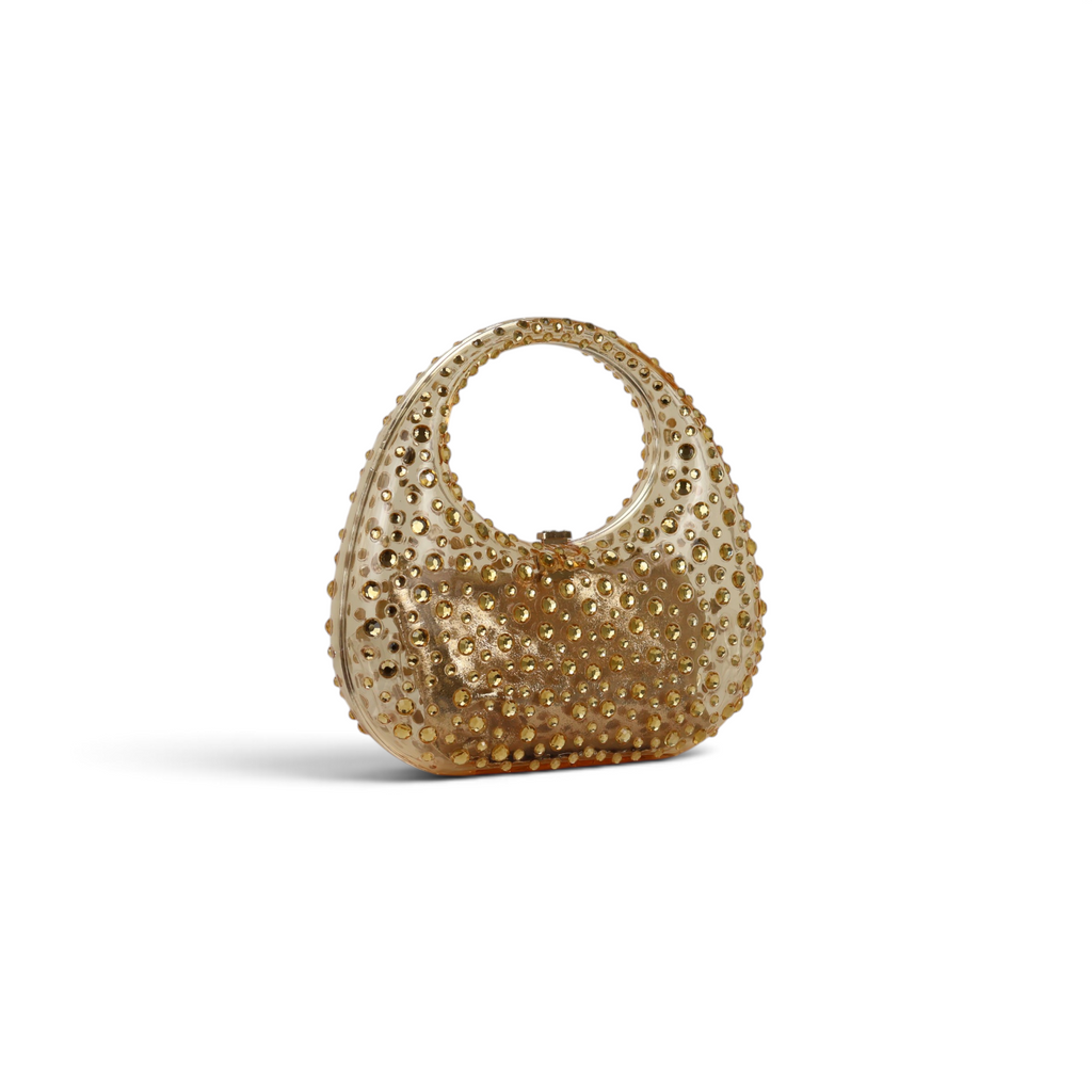 Bolsa de Mão Acrílico Transparente Dourada