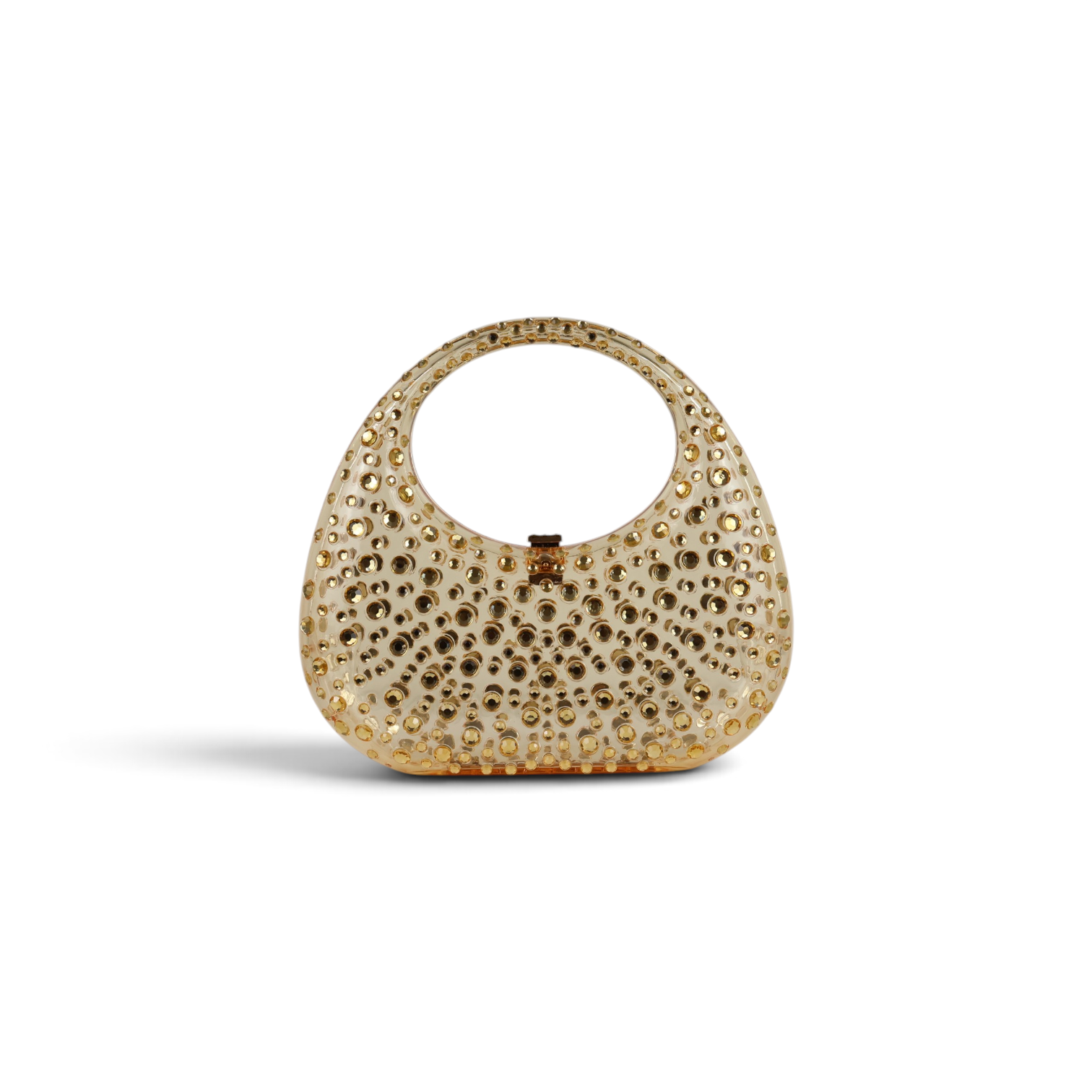 Bolsa de Mão Acrílico Transparente Dourada