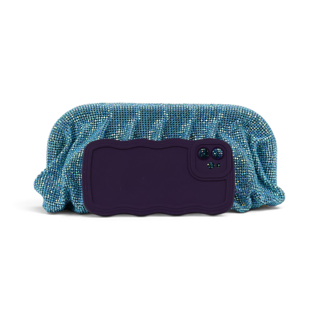 Bolsa Pouch Strass Azul