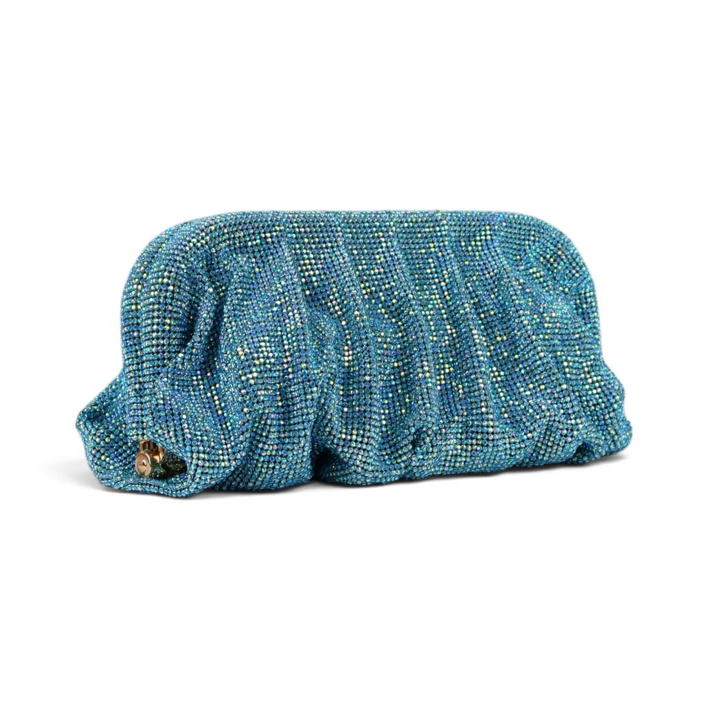 Bolsa Pouch Strass Azul