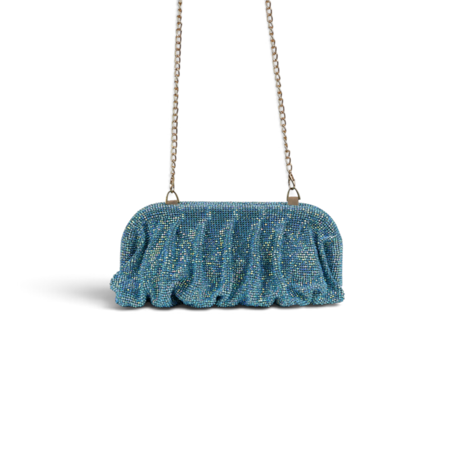 Bolsa Pouch Strass Azul