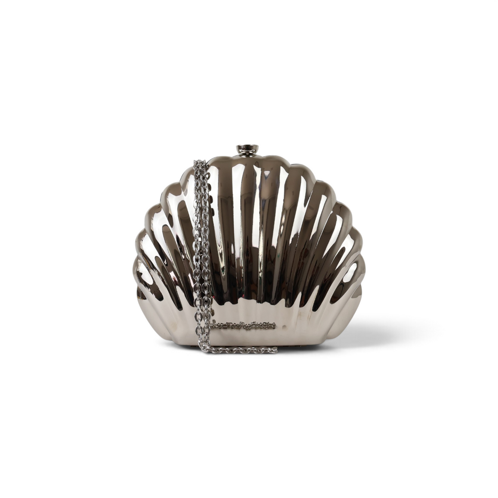 Bolsa Clutch Festa Concha Metal Prata