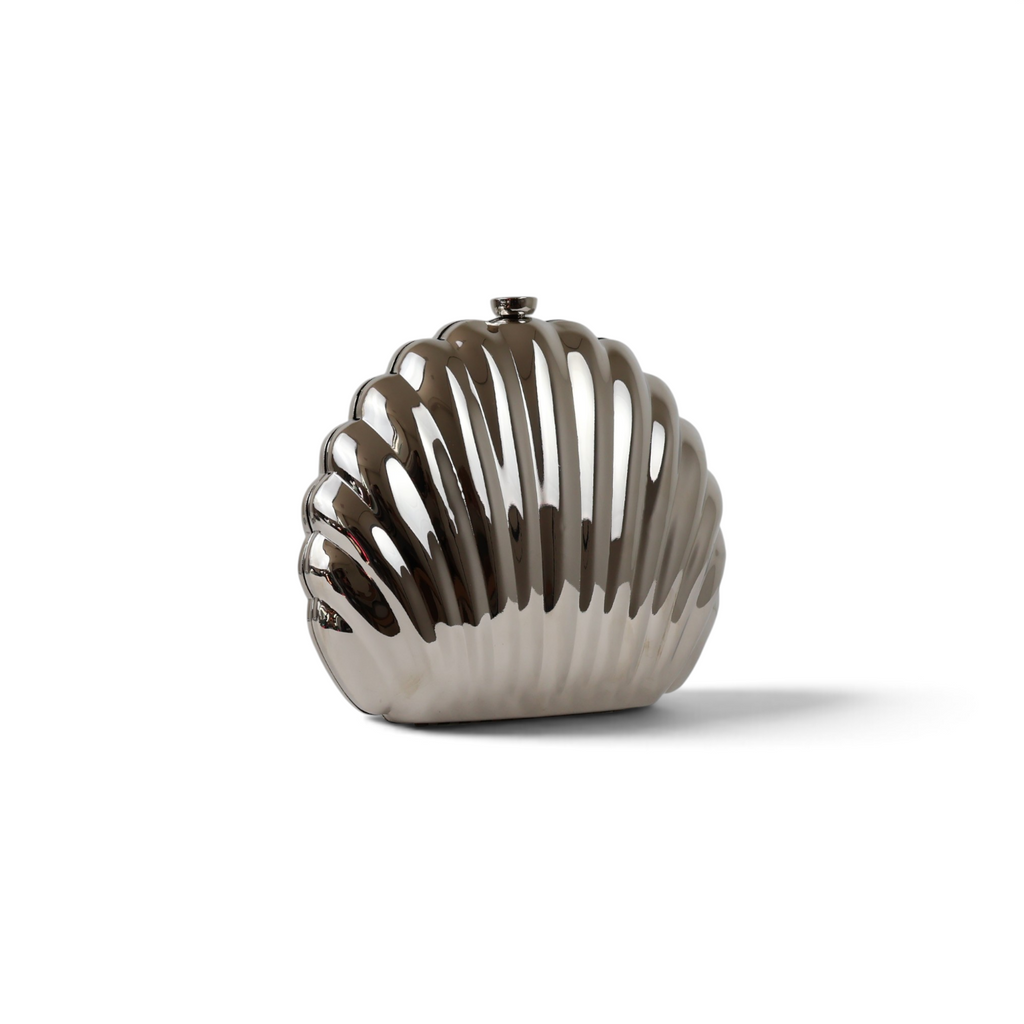 Bolsa Clutch Festa Concha Metal Prata