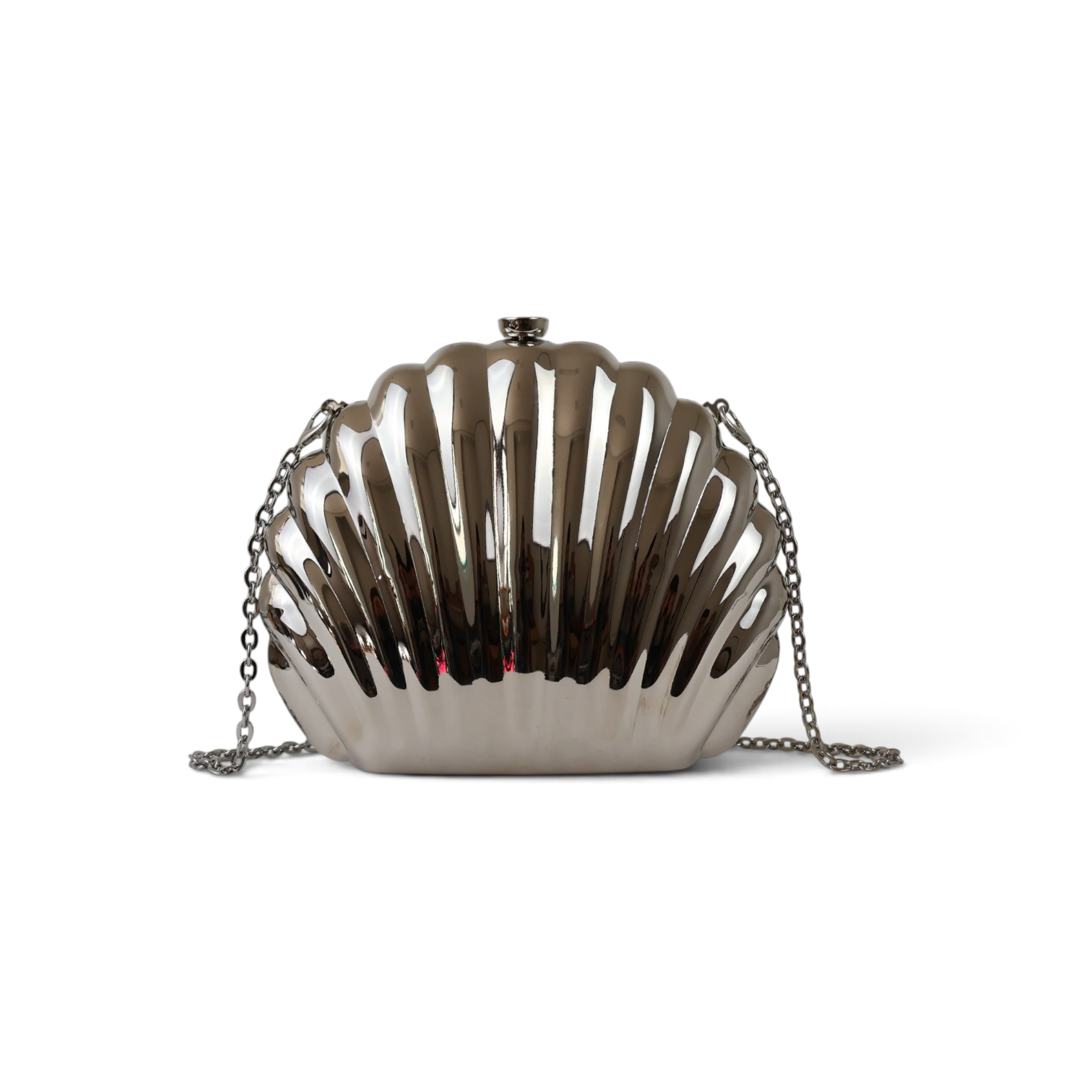 Bolsa Clutch Festa Concha Metal Prata