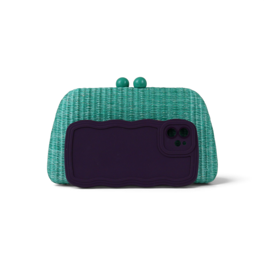 Bolsa Clutch Festa Palha Turquesa