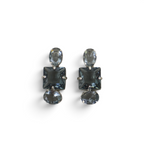 Brinco Prateado e Cristal Cinza