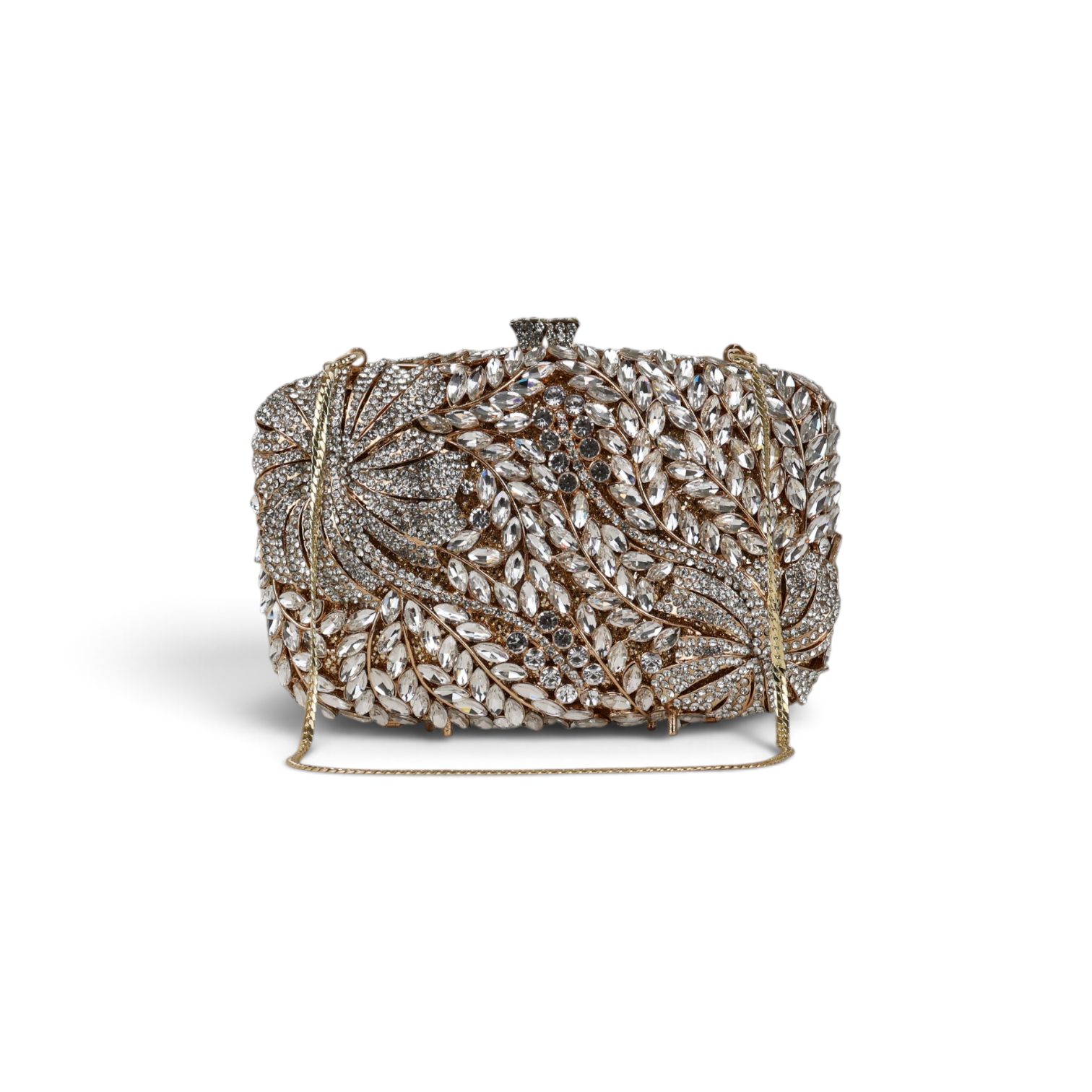 Bolsa Festa Clutch Pedraria Strass Dourada Cristais