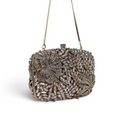 Bolsa Festa Clutch Pedraria Strass Dourada Cristais