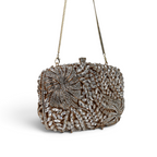 Bolsa Festa Clutch Pedraria Strass Dourada Cristais