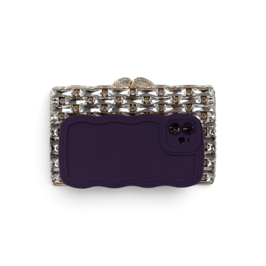 Bolsa Festa Clutch Pedraria Strass Dourada Cristais