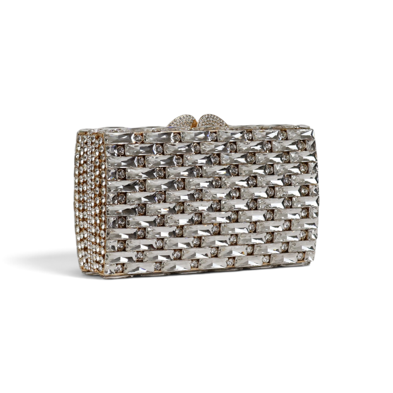 Bolsa Festa Clutch Pedraria Strass Dourada Cristais