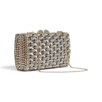 Bolsa Festa Clutch Pedraria Strass Dourada Cristais