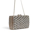 Bolsa Festa Clutch Pedraria Strass Dourada Cristais