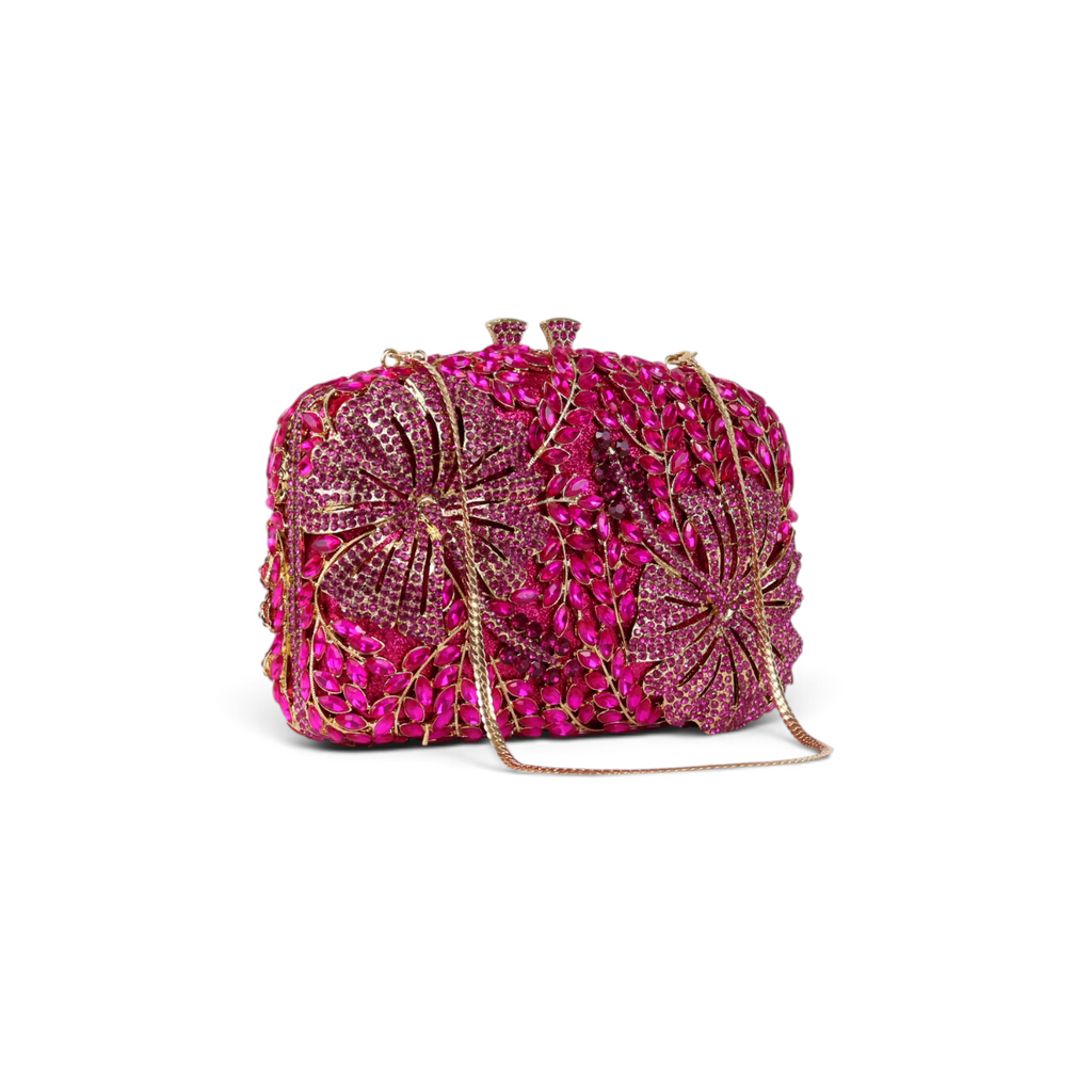 Bolsa Festa Clutch Pedraria Strass Rosa