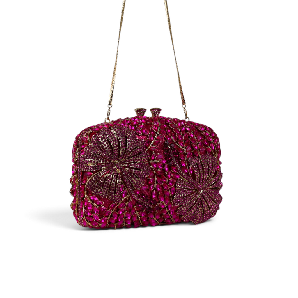 Bolsa Festa Clutch Pedraria Strass Rosa