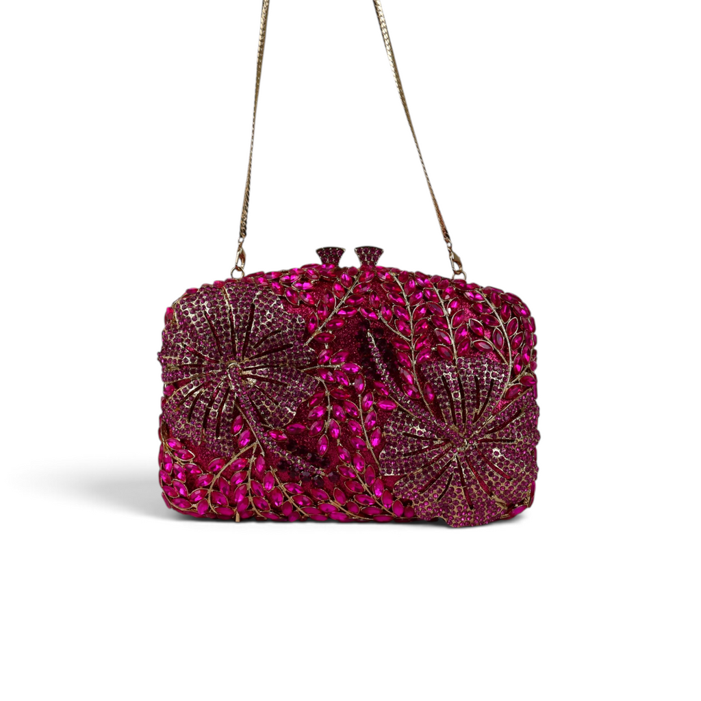 Bolsa Festa Clutch Pedraria Strass Rosa