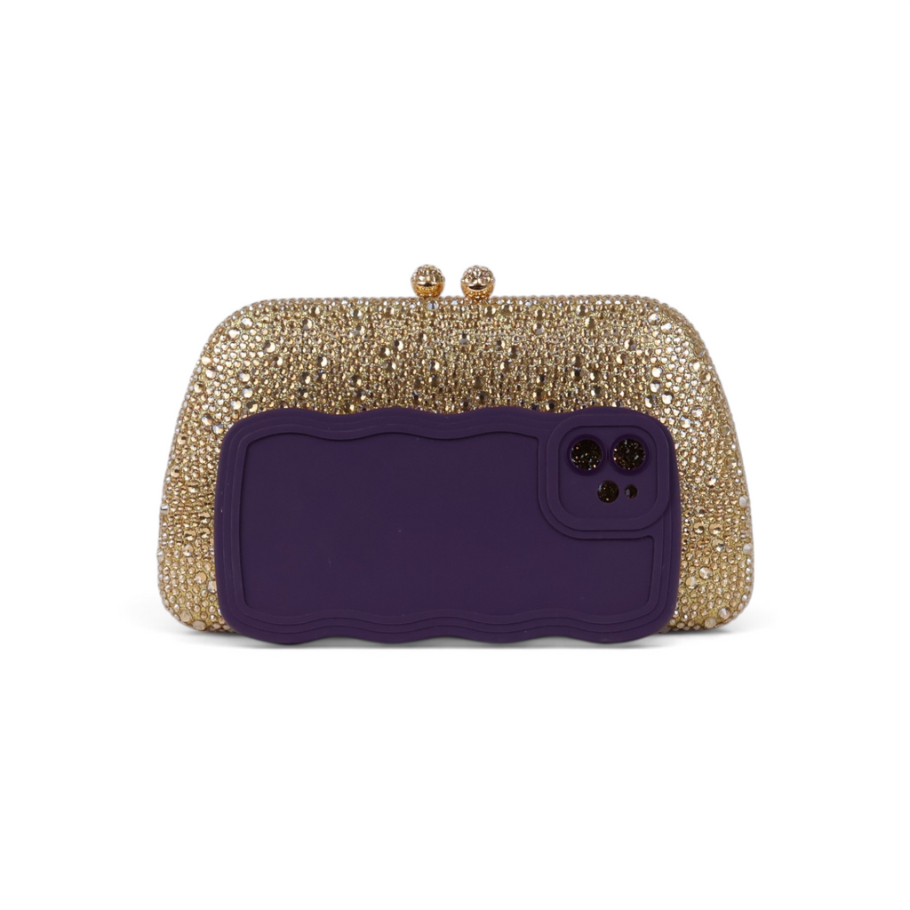 Bolsa Clutch Festa Pedraria Dourada