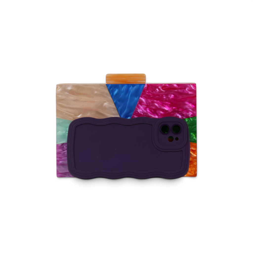 Bolsa de Festa Clutch Acrílico Colorida Bege