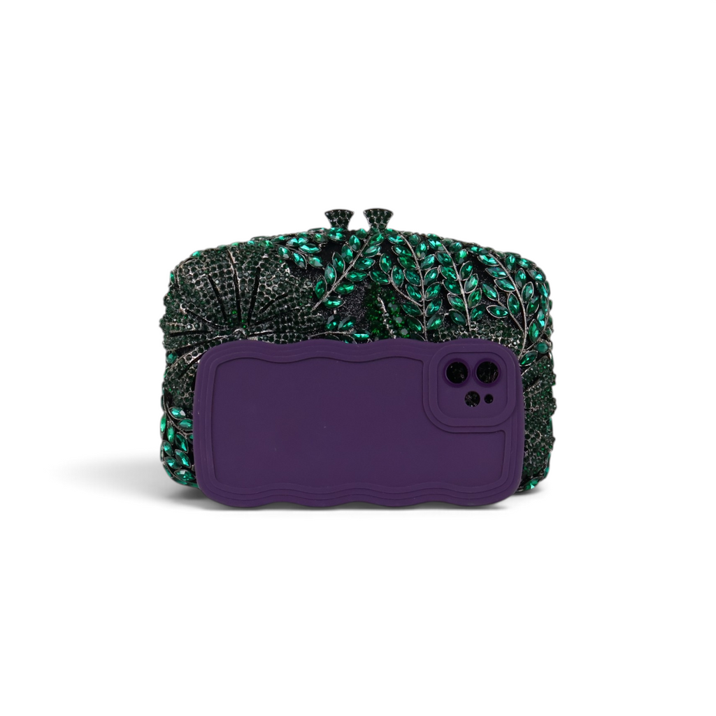 Bolsa Festa Clutch Pedraria Strass Verde
