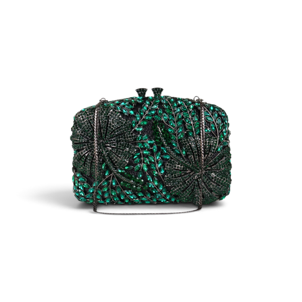 Bolsa Festa Clutch Pedraria Strass Verde