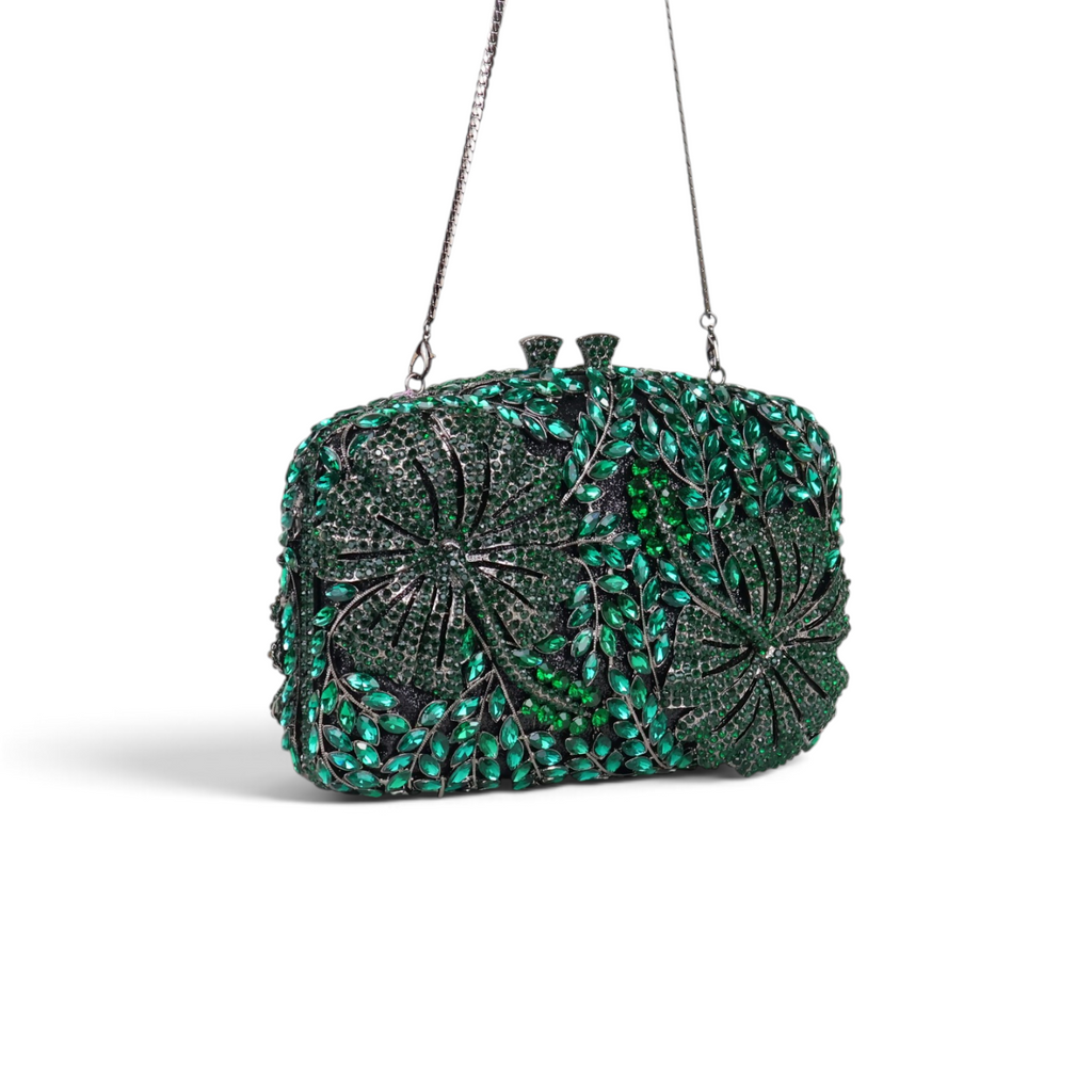 Bolsa Festa Clutch Pedraria Strass Verde