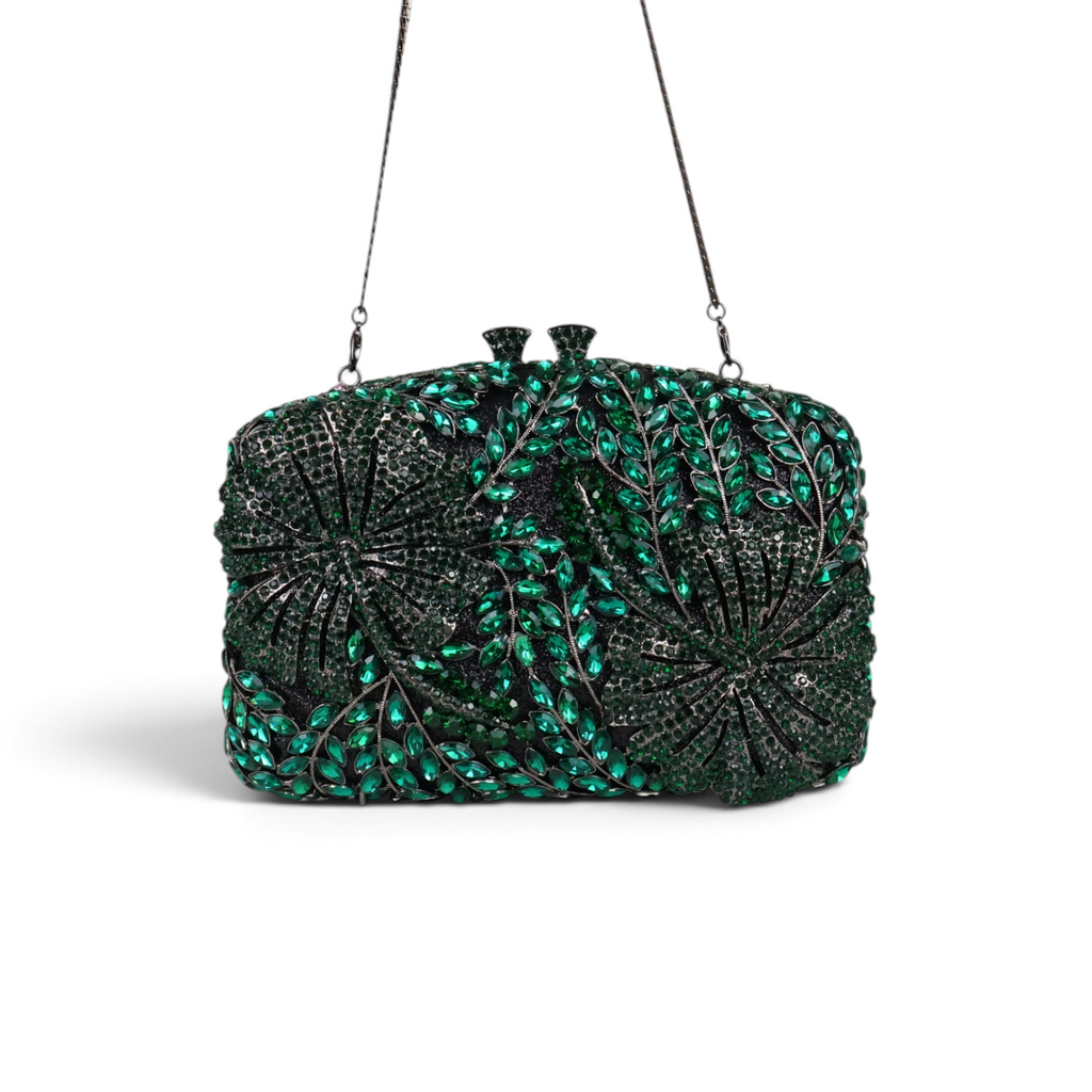 Bolsa Festa Clutch Pedraria Strass Verde