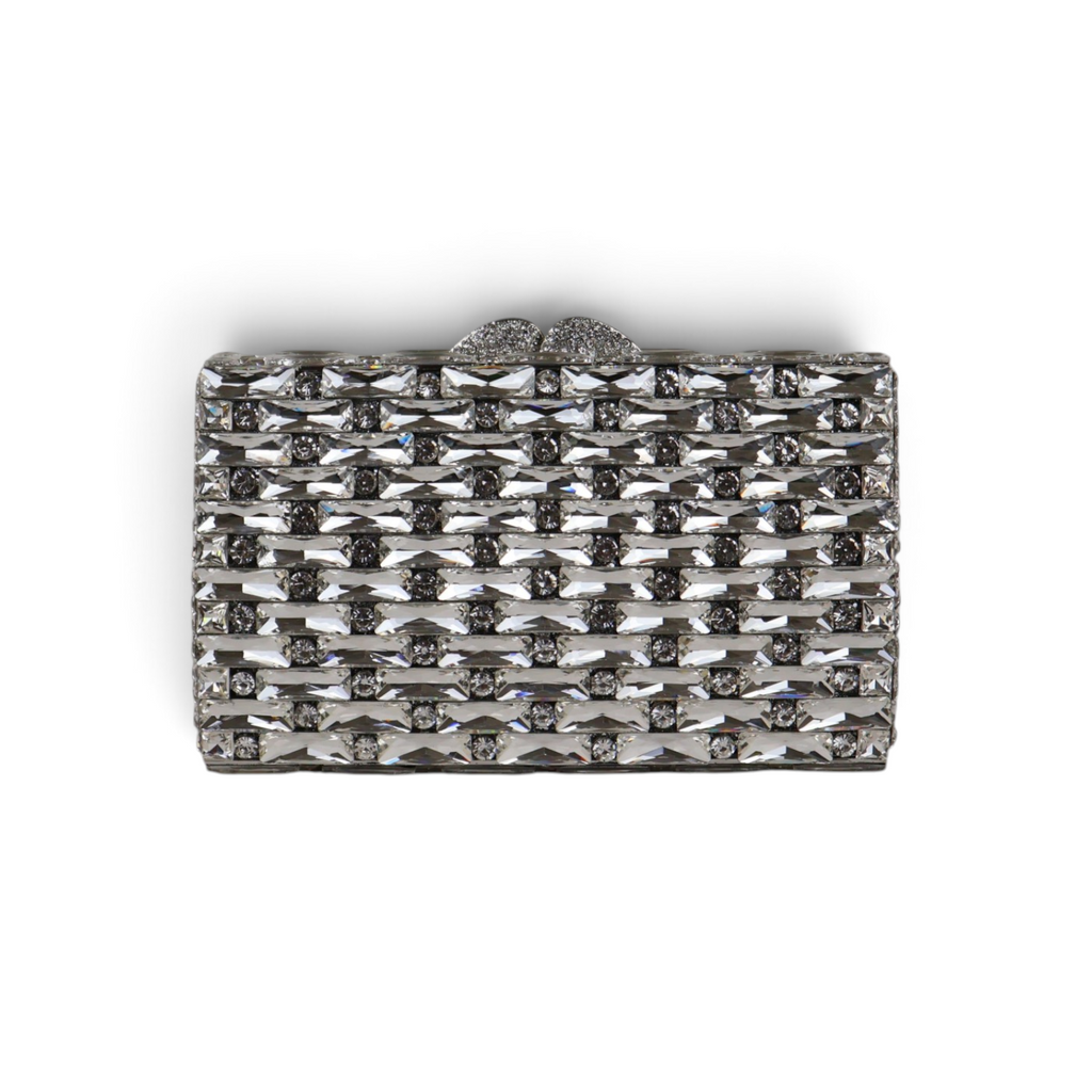 Bolsa Festa Clutch Pedraria Strass Prata