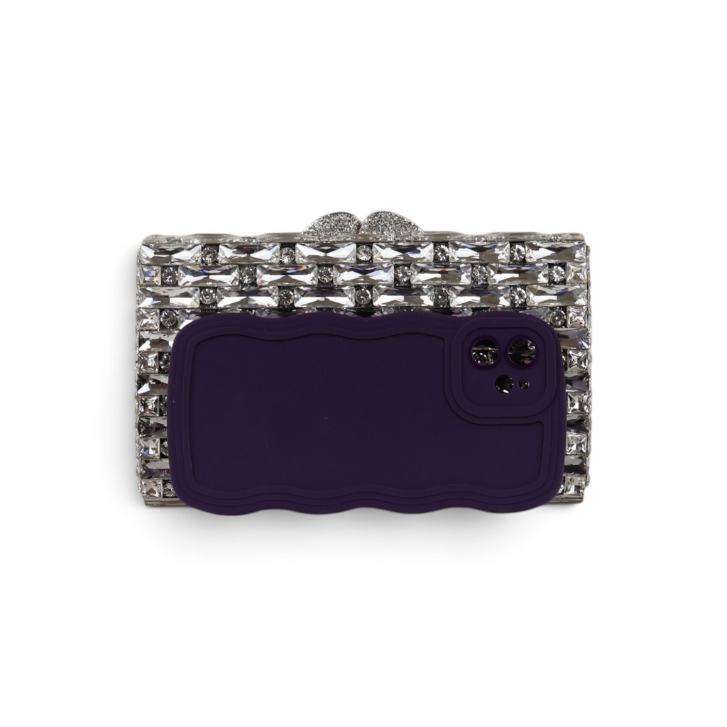 Bolsa Festa Clutch Pedraria Strass Prata