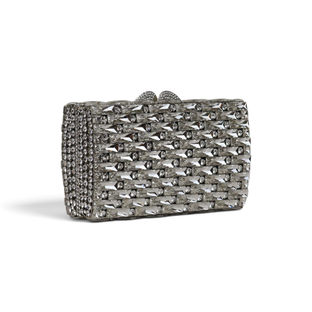 Bolsa Festa Clutch Pedraria Strass Prata