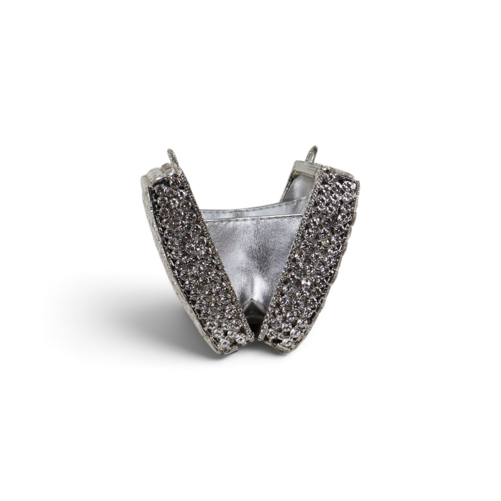 Bolsa Festa Clutch Pedraria Strass Prata