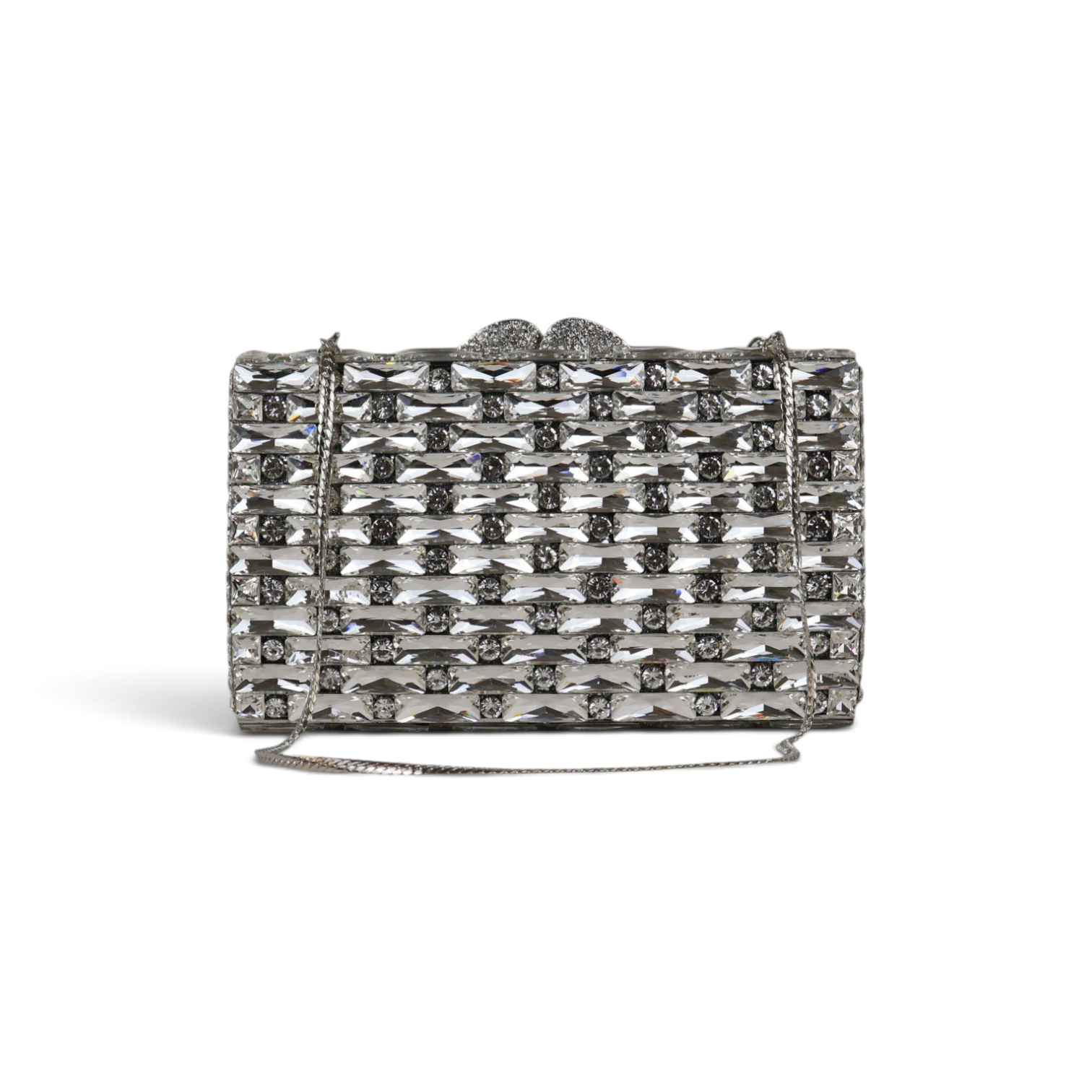 Bolsa Festa Clutch Pedraria Strass Prata