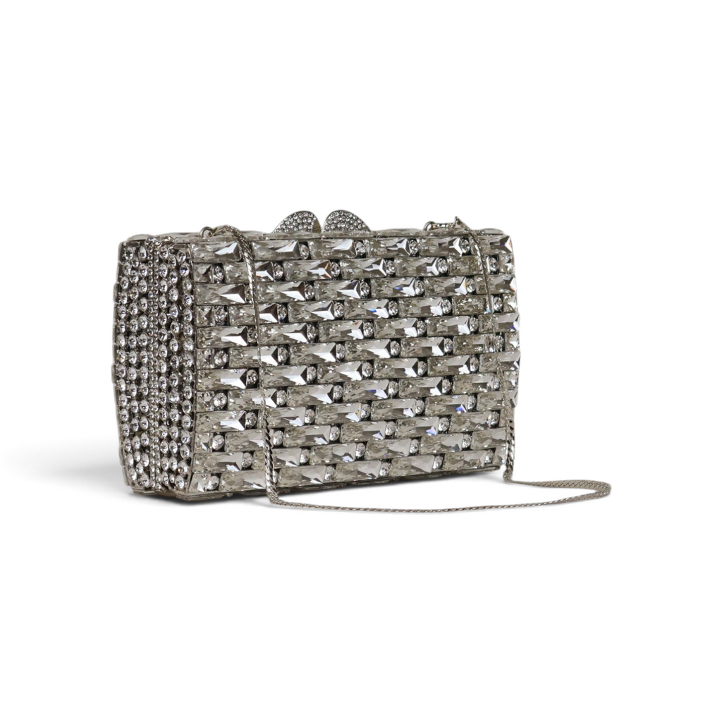 Bolsa Festa Clutch Pedraria Strass Prata