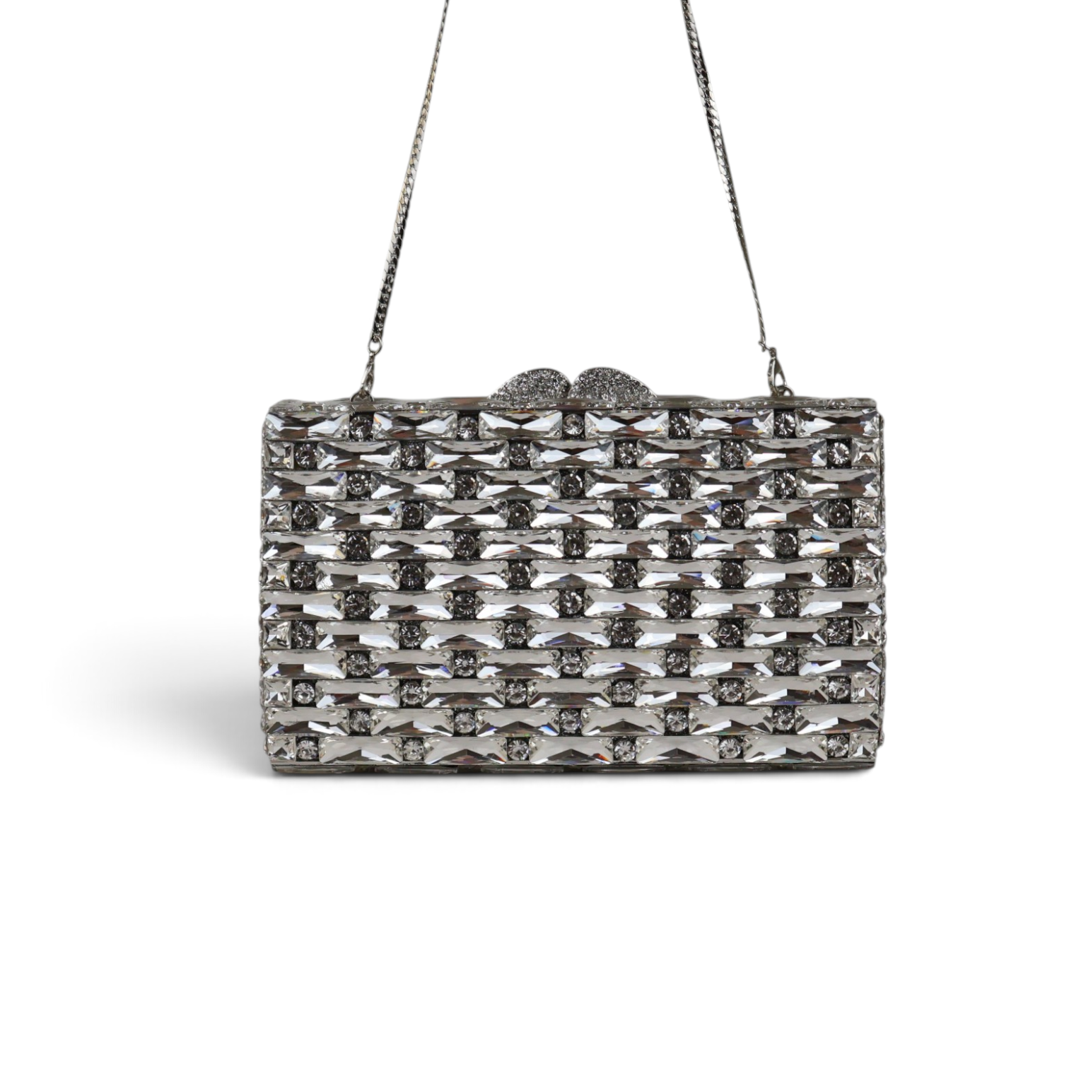 Bolsa Festa Clutch Pedraria Strass Prata