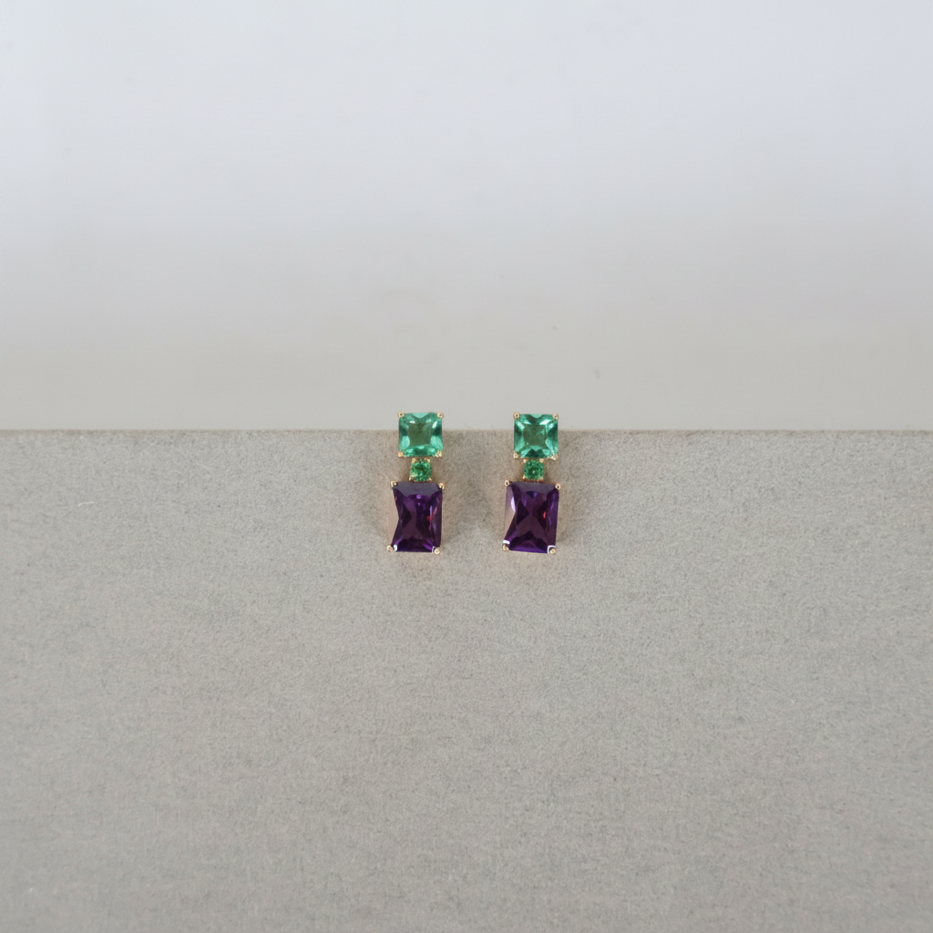 Brinco Roxo e Verde