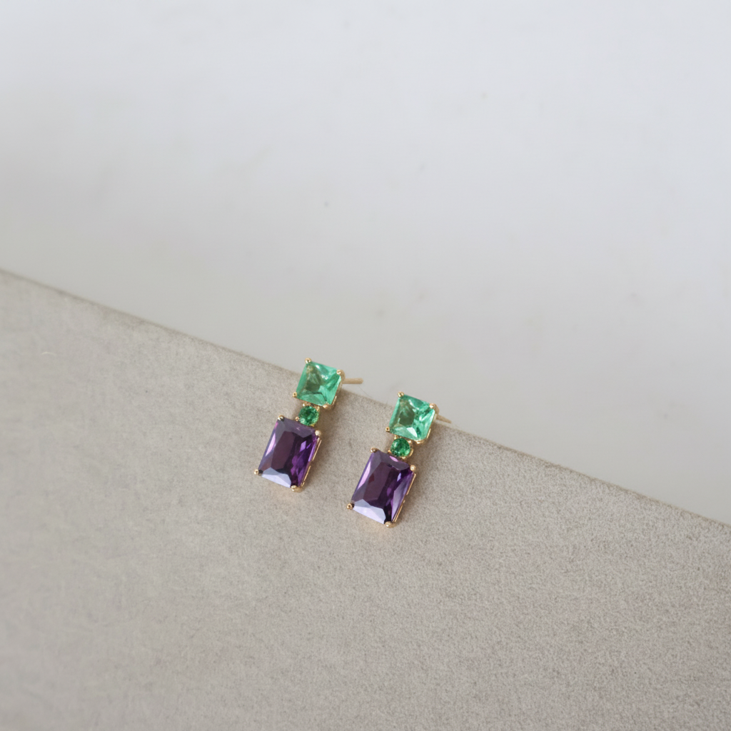 Brinco Roxo e Verde