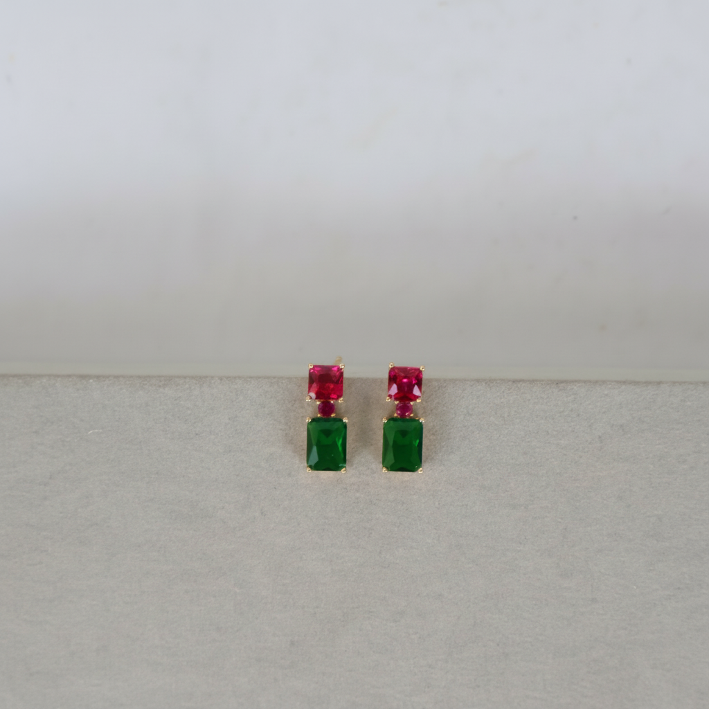Brinco Verde e Fúcsia