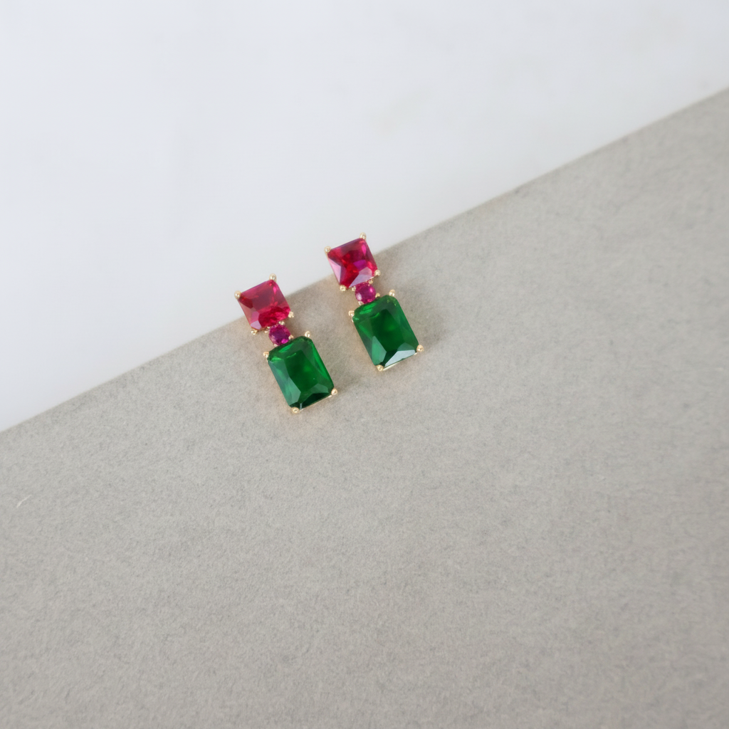 Brinco Verde e Fúcsia
